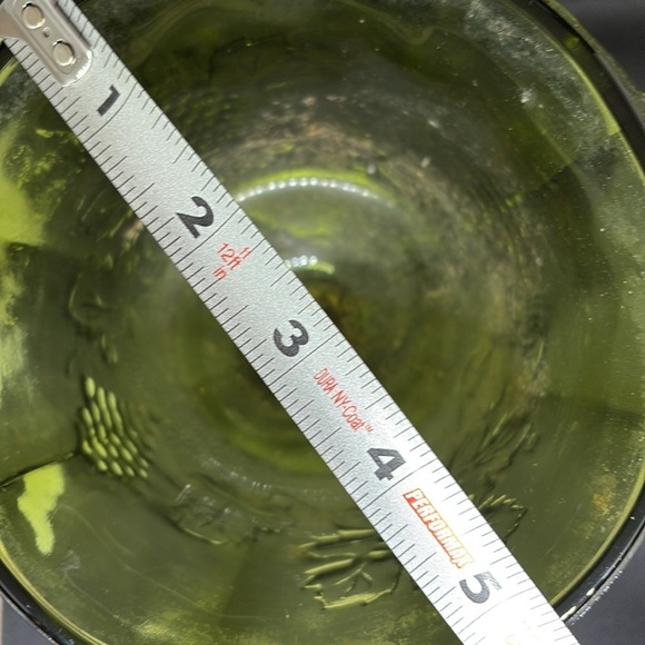 Vintage Indiana Colony Glass Harvest Green Pressed Grape Design Planter … - Picture 3 of 4